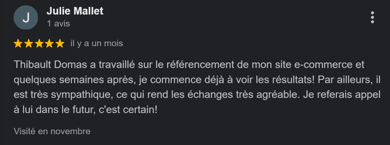 avis jullie mallet&nbsp;: 5 étoiles