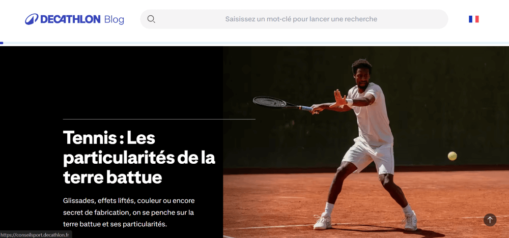 Capture d'écran de la page de blog de l'entreprise Decathlon