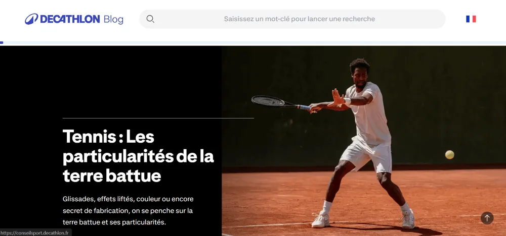 Capture d'écran de la page de blog de l'entreprise Decathlon
