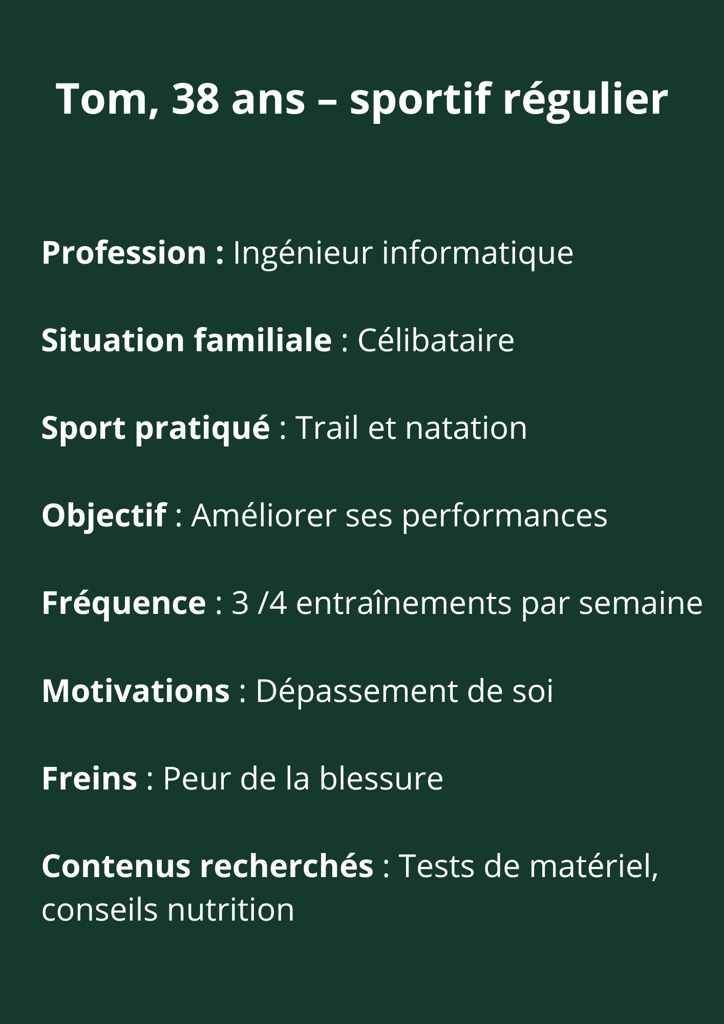 Exemple d'une fiche de persona : Tom 